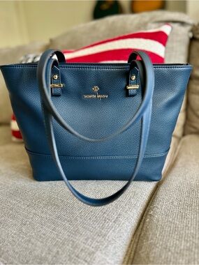 Nanette Lepore Navy Pebbled Leather Tote Bag